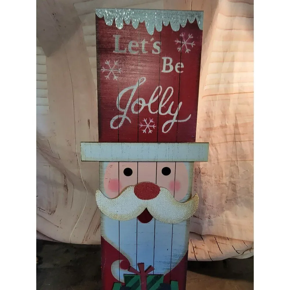 Let's be‎ Jolly santa clause standing snowman sign decor xmas